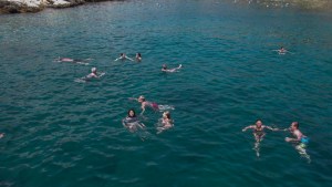 Swimming in the Med after jumping off the boat!