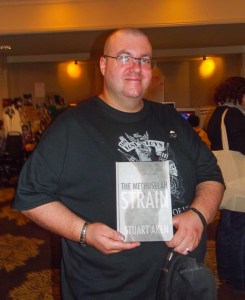 The shaved Dave Hughes pops by for a copy of my book.