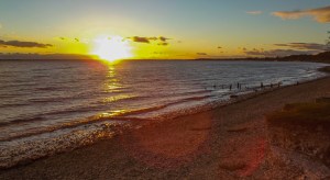 The sun goes down on the river at the end of the first day.